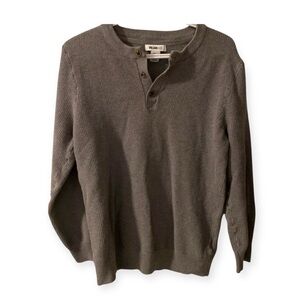 William Rast Grey Pullover Waffle Henley Sweater
